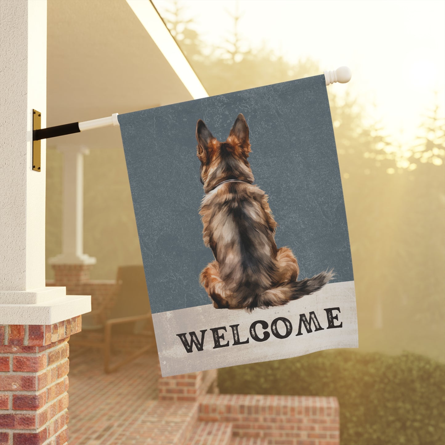 German Shepherd Welcome 2-Sided Garden & House Flag/Banner