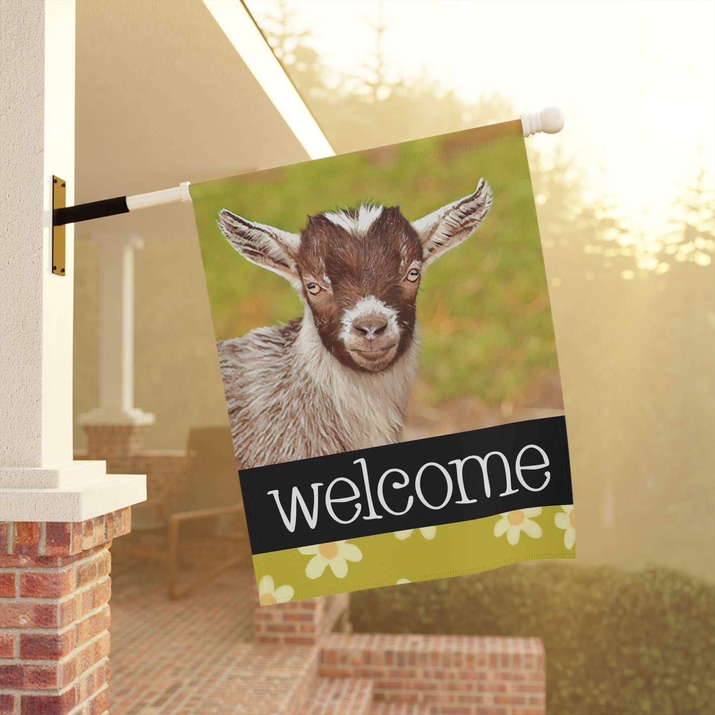 Kid Goat Welcome 2-Sided Garden & House Flag/Banner