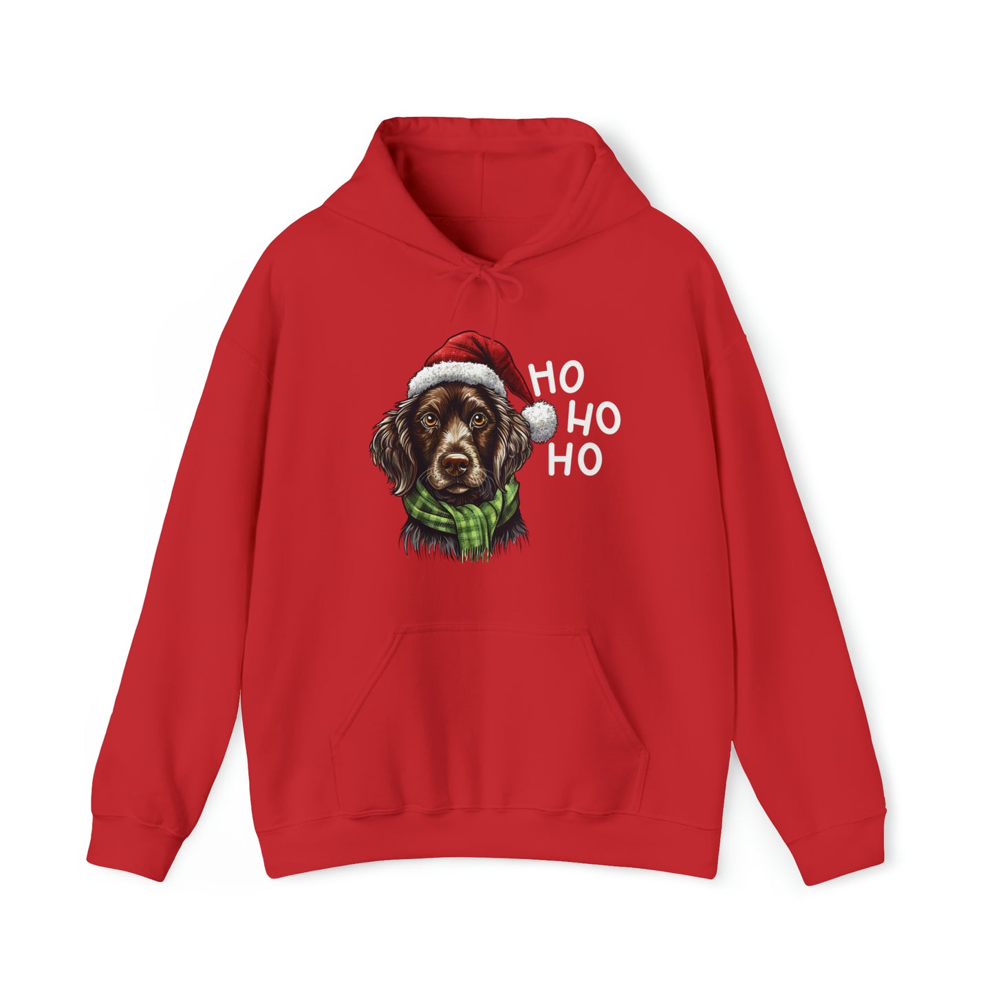 Ho Ho Ho Ready For Christmas Cute Dog in Santa Hat Unisex Heavy Blend™ Hooded Sweatshirt