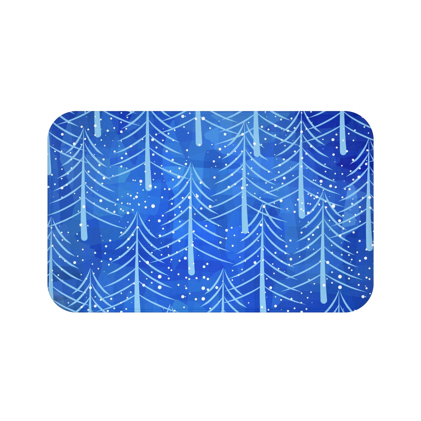 Blue Christmas Trees Microfiber Bath Mat