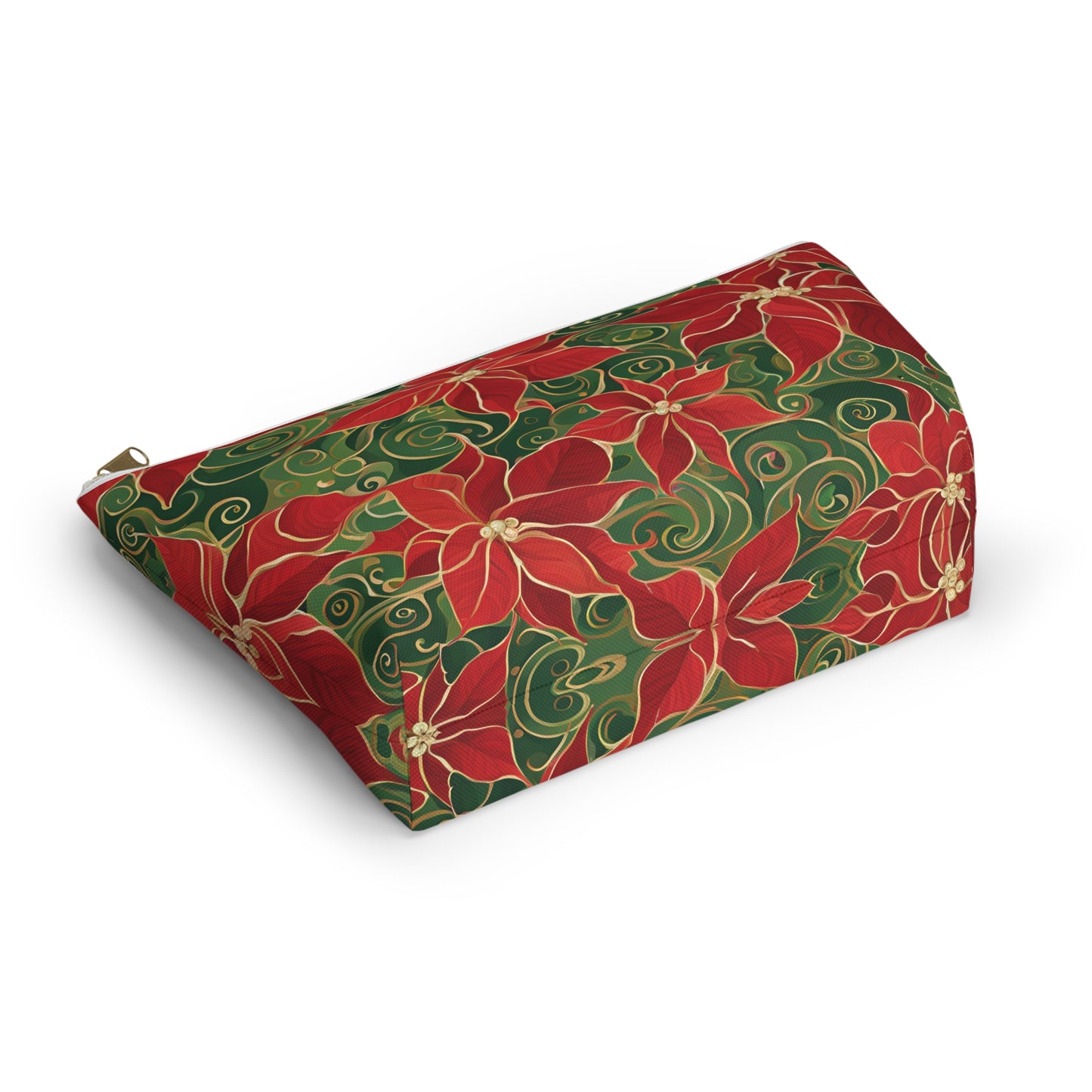 Poinsettia Swirl Accessory Pouch w T-bottom