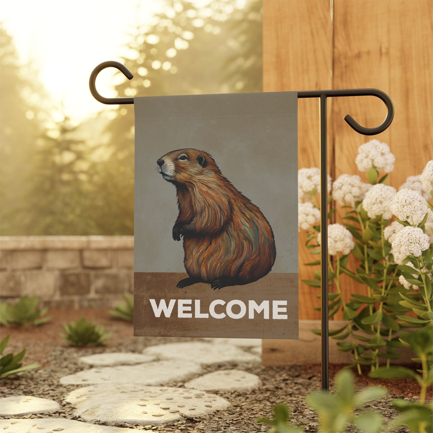 Marmot Welcome 2-Sided Garden & House Flag/Banner