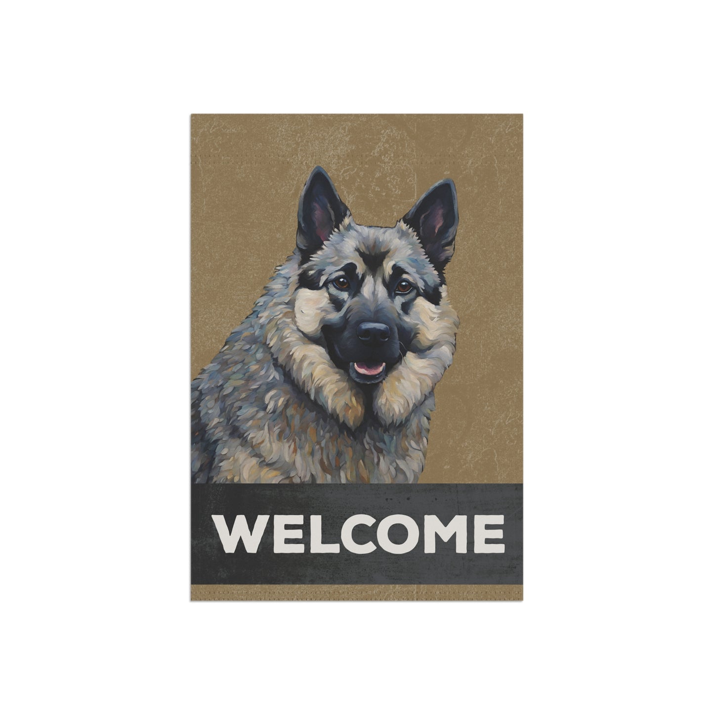 Norwegian Elkhound Welcome 2-Sided Garden & House Flag/Banner