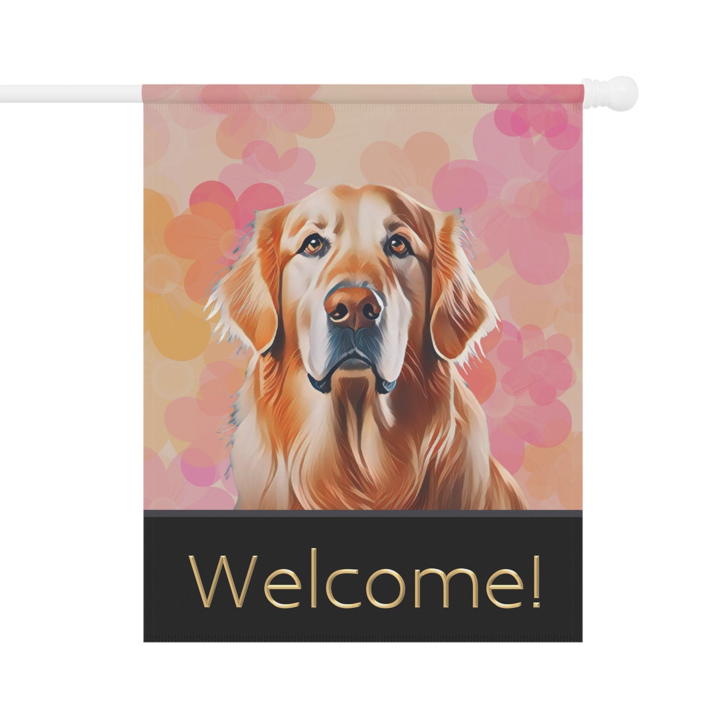 Golden Retriever Floral Welcome 2-Sided Garden & House Flag/Banner