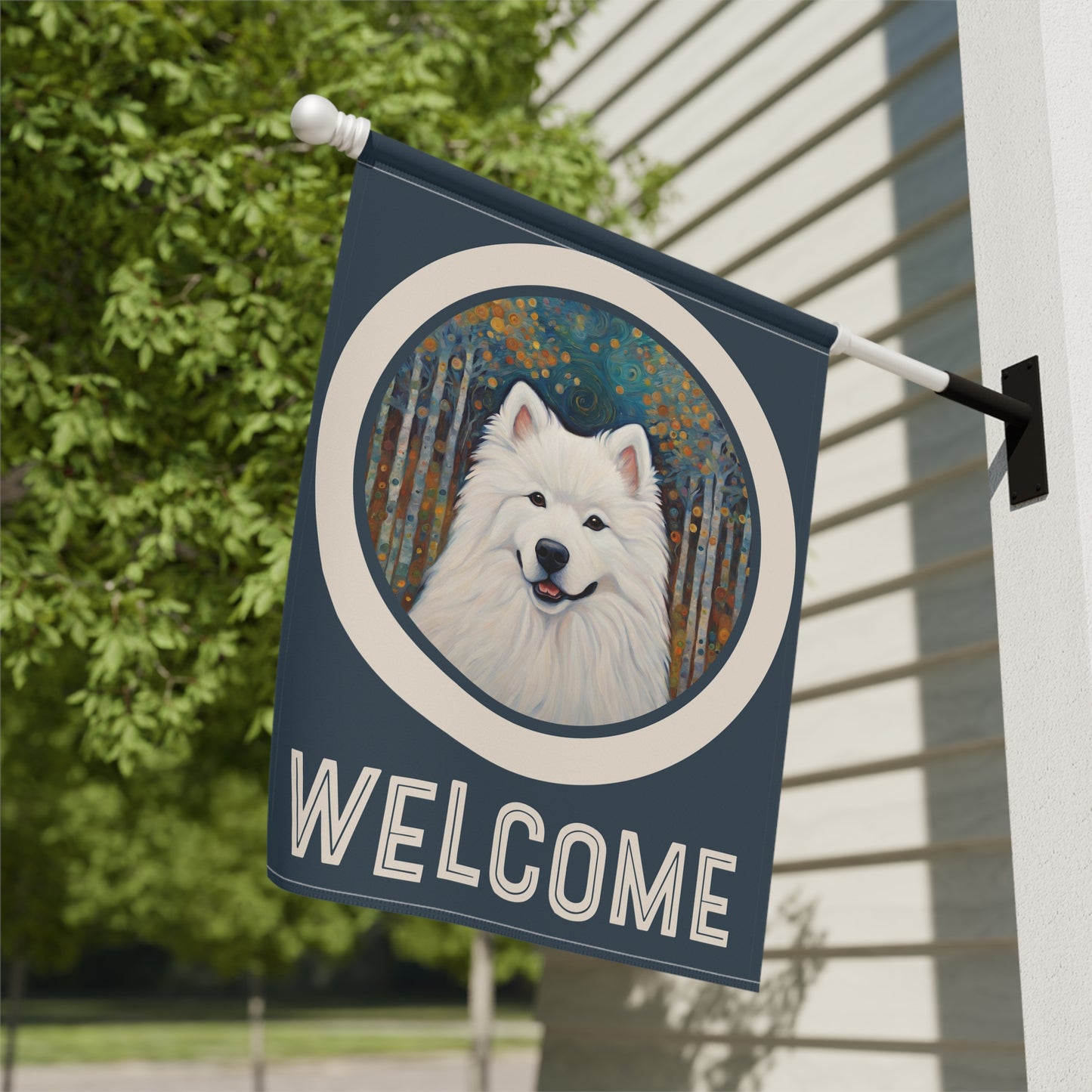 Samoyed Welcome 2-Sided Garden & House Flag/Banner