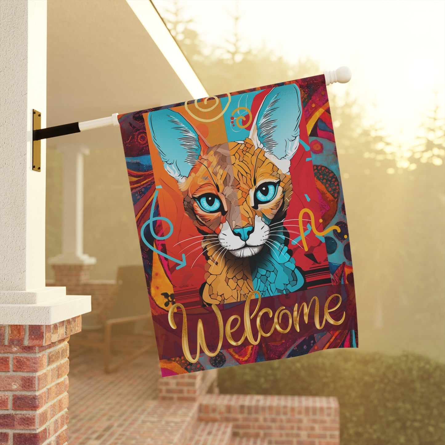 Omni Cat Welcome Maximalist 2-Sided Garden & House Banner