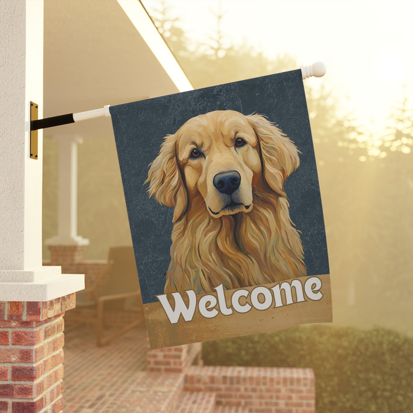 Golden Retriever Welcome 2-Sided Garden & House Flag/Banner