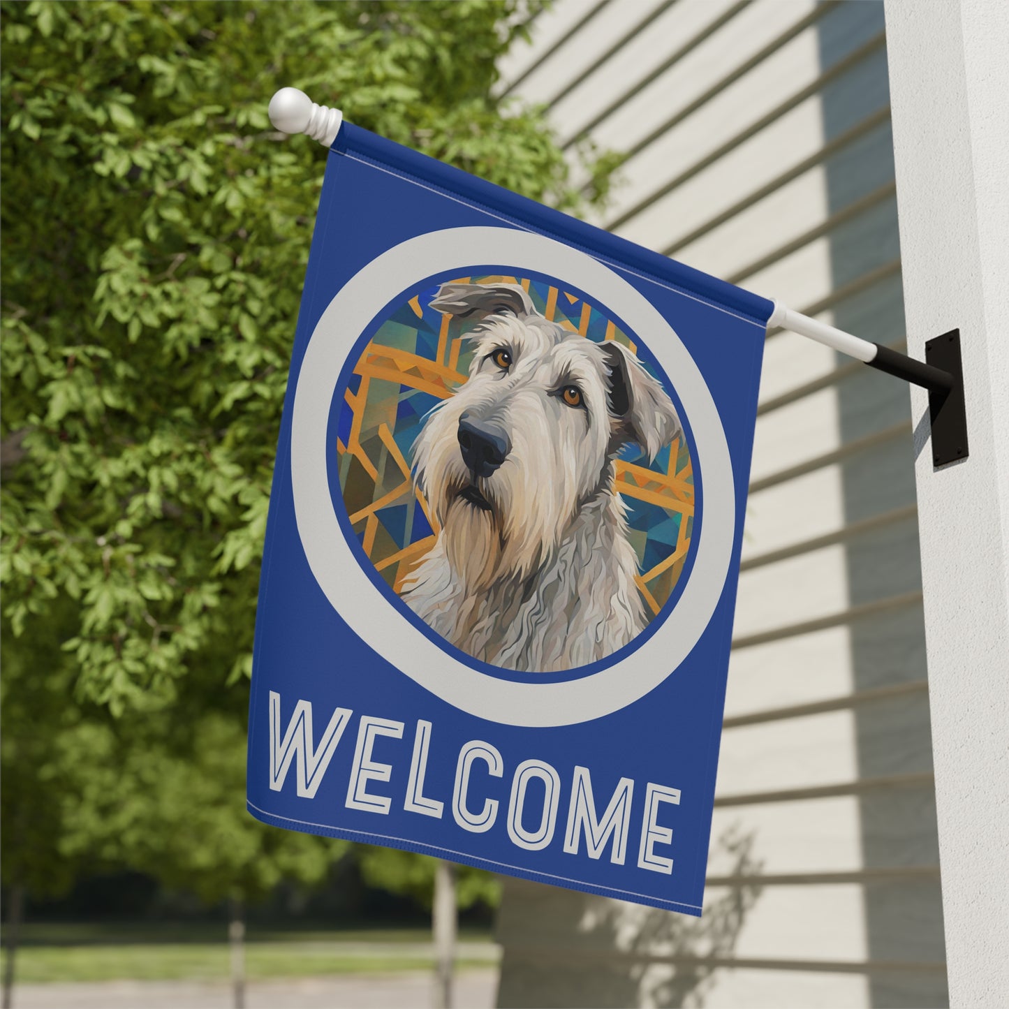 Irish Wolfhound Welcome 2-Side Garden & House Flag/Banner