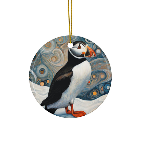 Puffin Wildlife 3" Ceramic Ornaments, 2-Side Print, (1pc, 10pcs)