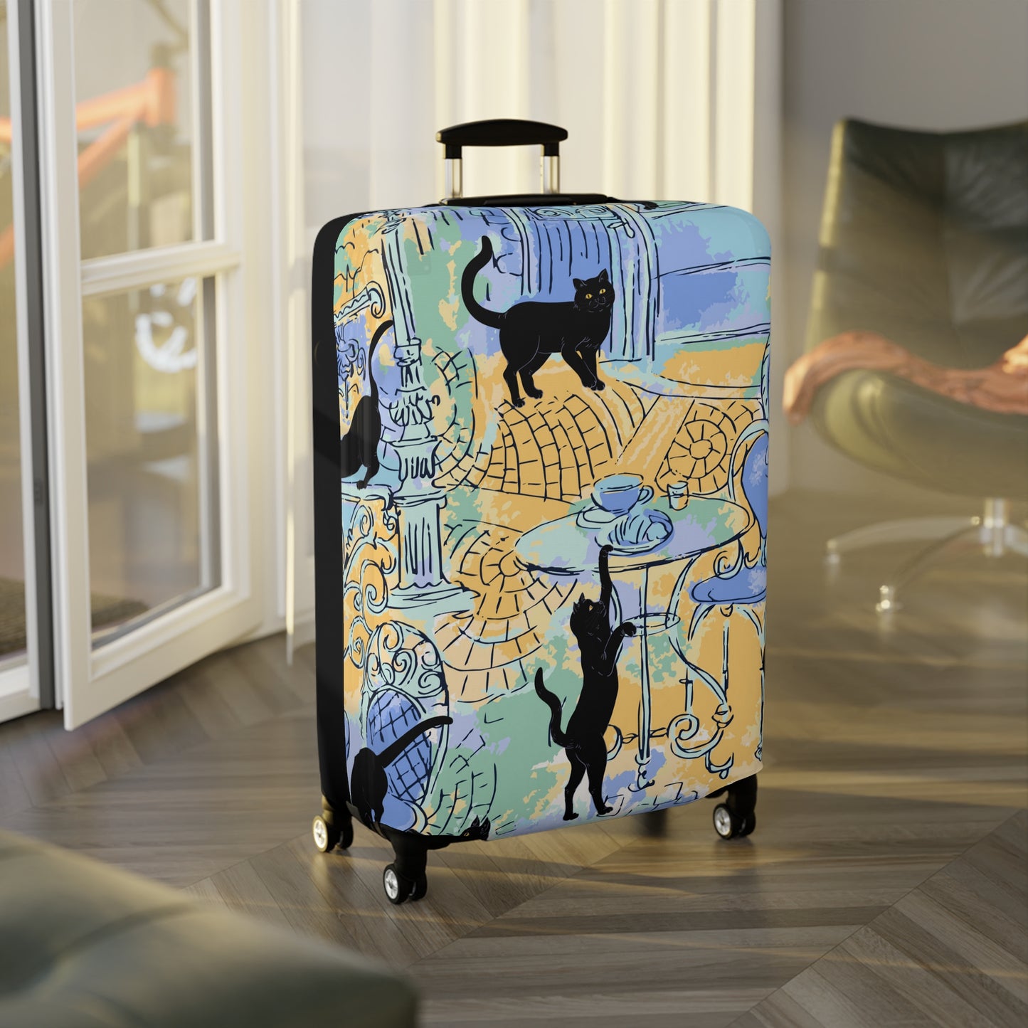 Paris Black Cats Luggage Cover