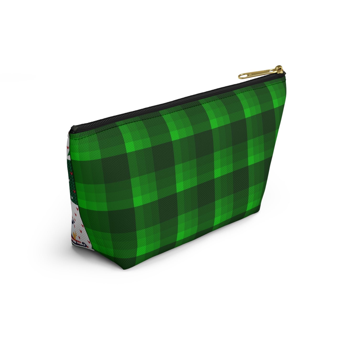 Sledding Penguins Green Plaid Accessory Pouch w T-bottom