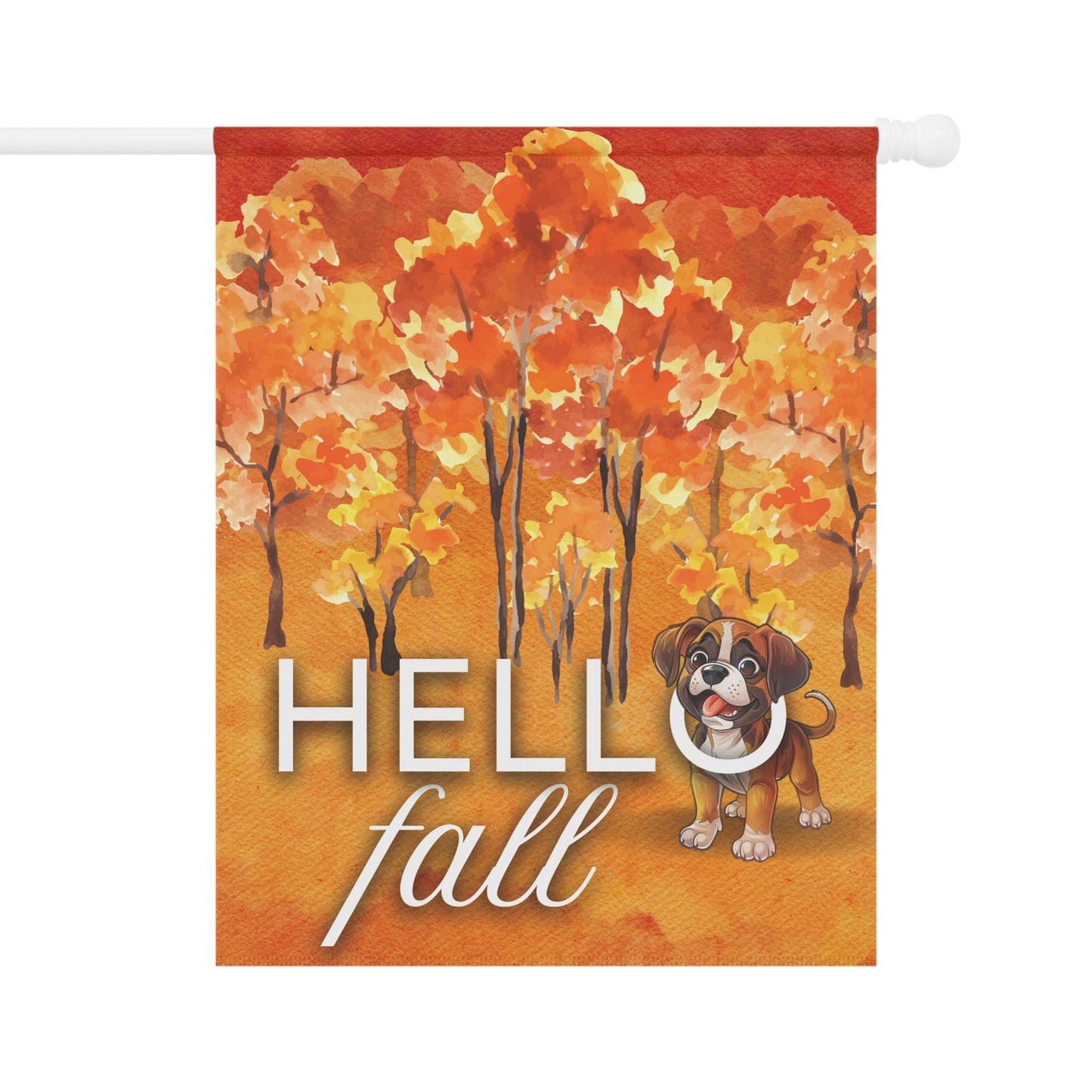 Boxer Hello Fall 2-Sided Garden & House Flag/Banner