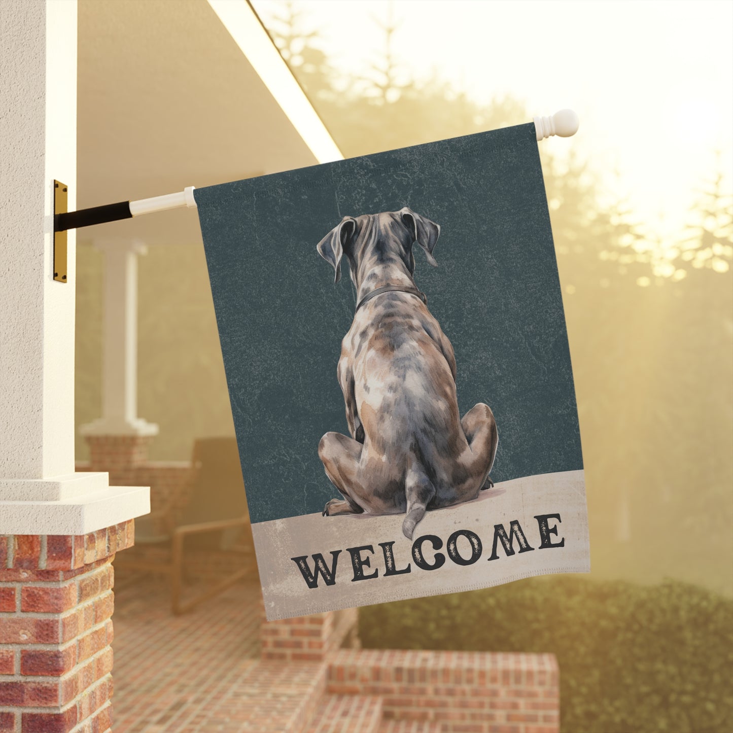 Great Dane Welcome 2-Sided Garden & House Flag/Banner