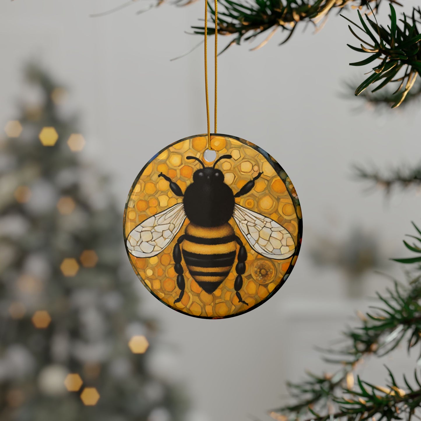 Bee 3" Ceramic Ornaments, 2-Side Print, (1pc, 10pcs)