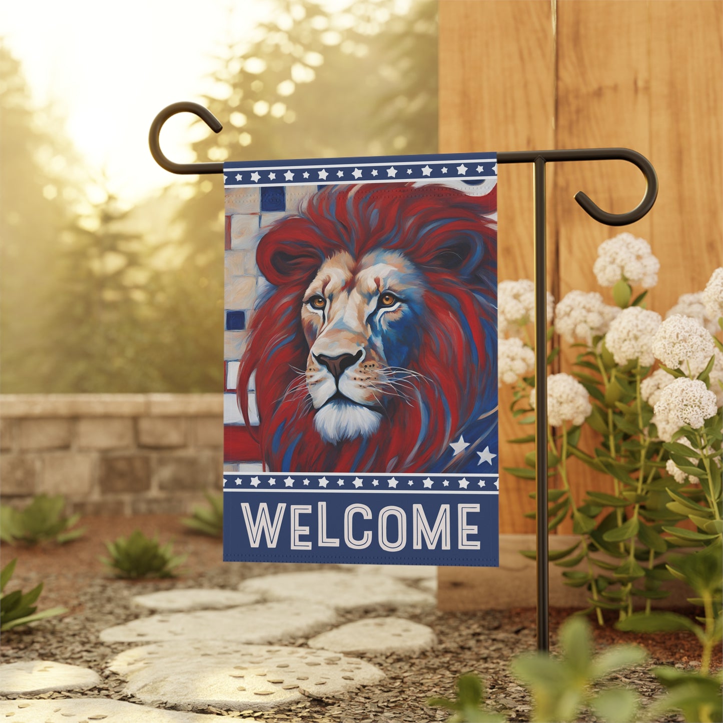 All American Lion Welcome 2-Sided Garden & House Flag/Banner