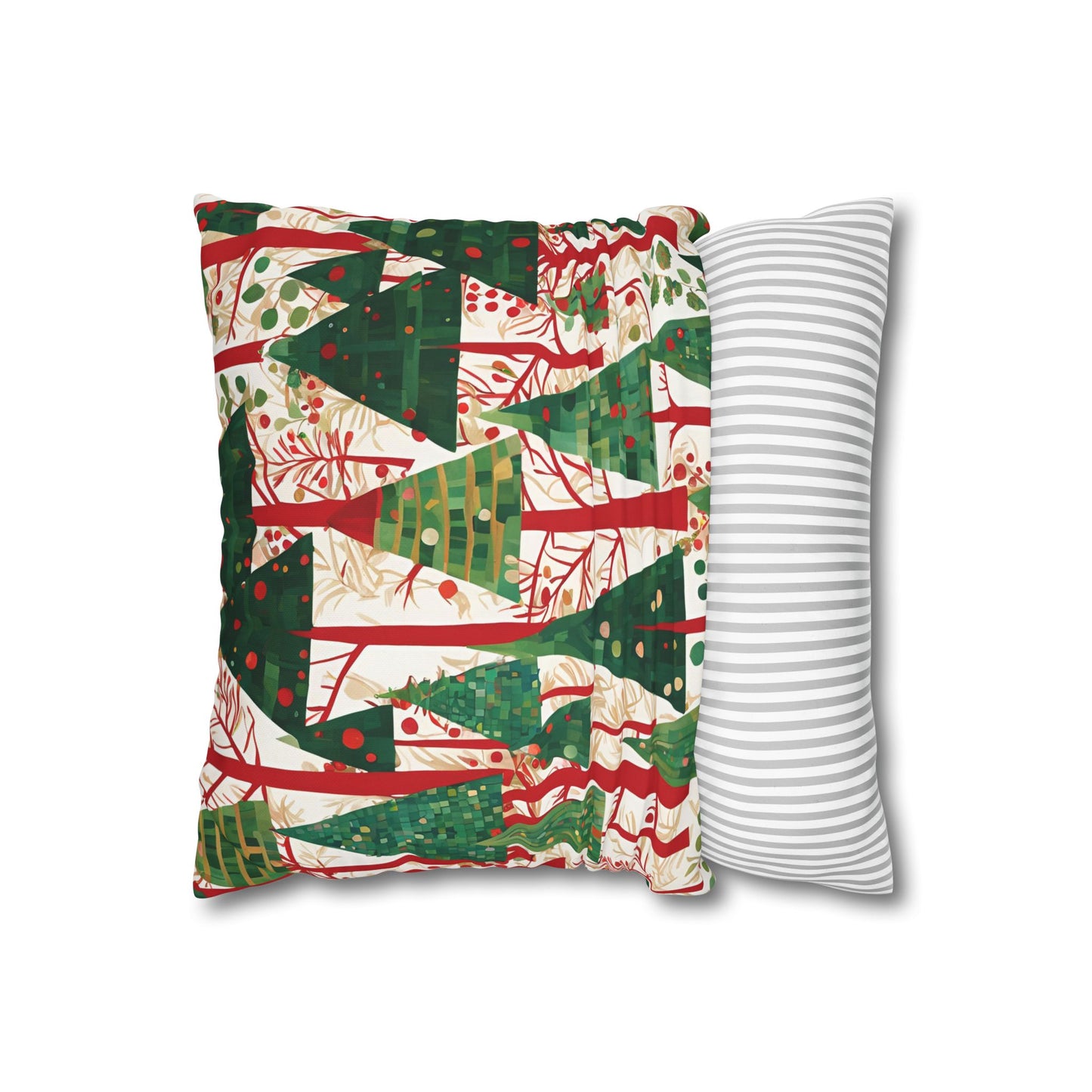 Modern Christmas Trees Square Poly Canvas Pillowcase