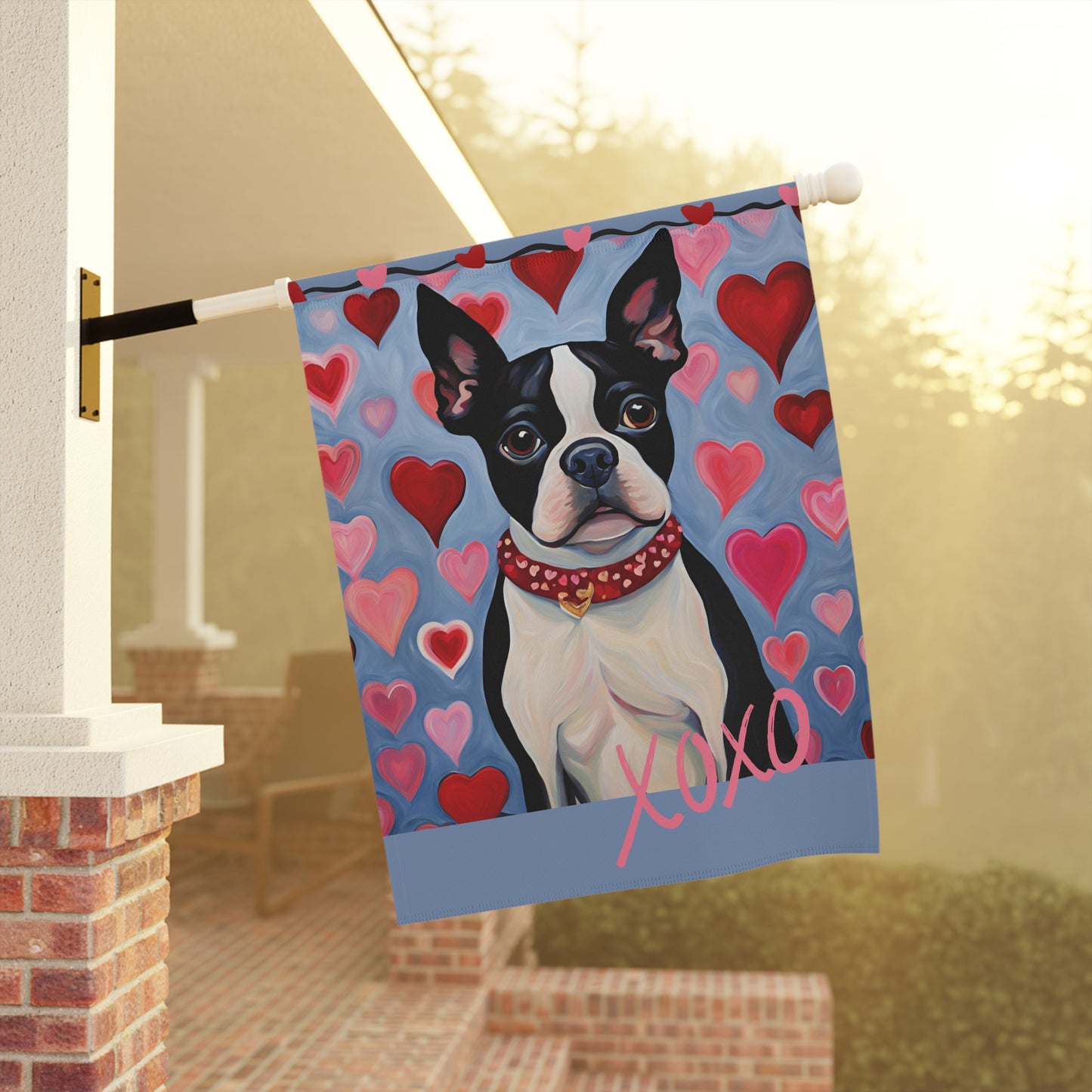 Boston Terrier Valentine 2-Sided Garden & House Flag/Banner