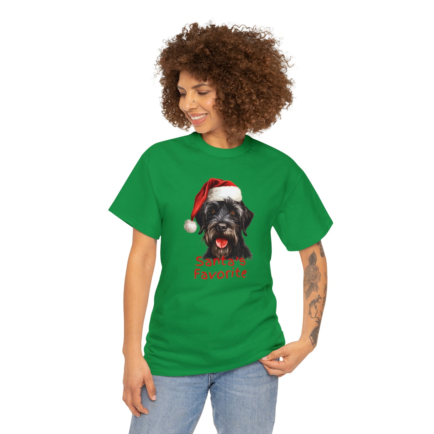 Santa's Favorite Giant Schnauzer Unisex Heavy Cotton Tee