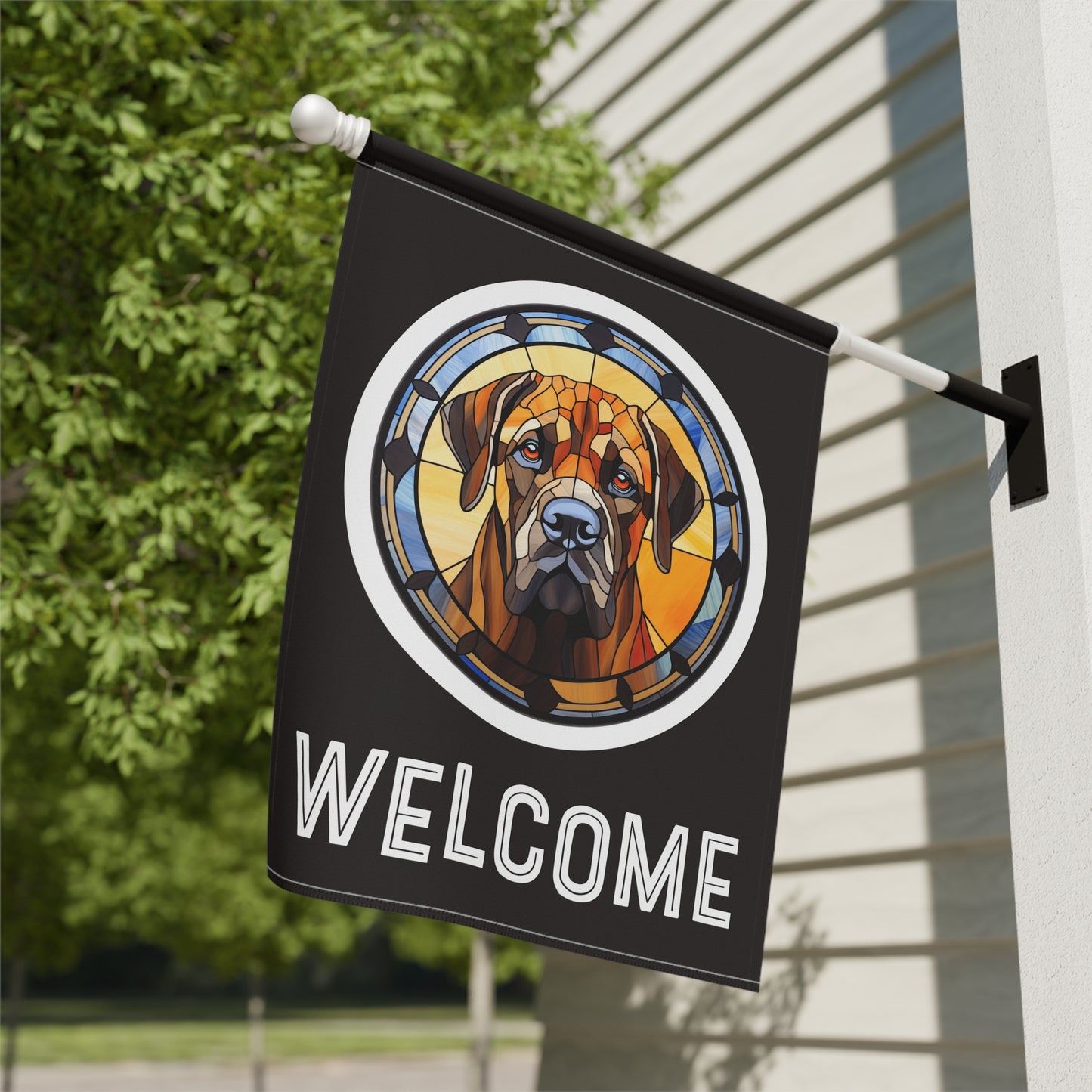 English Mastiff Welcome 2-Sided Garden & House Flag/Banner