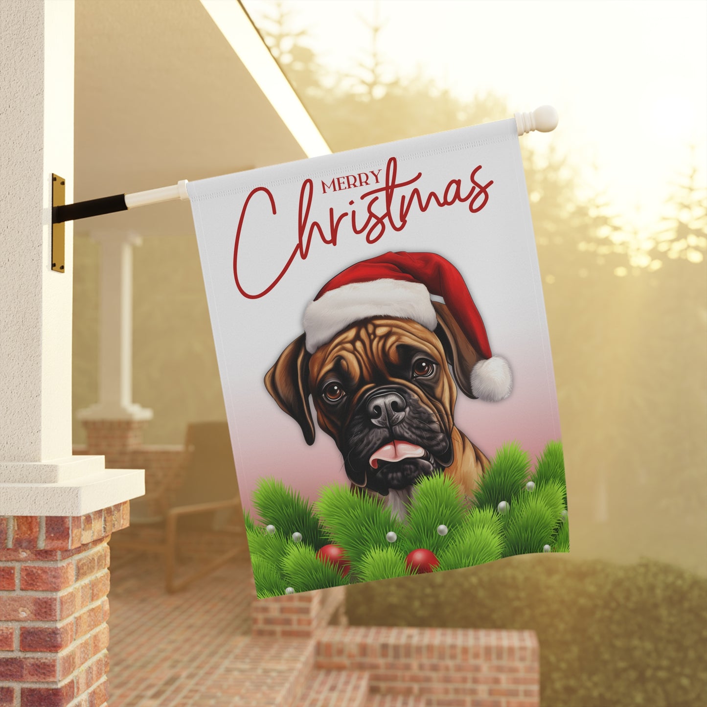 Boxer Merry Christmas Garden & House Flag/Banner