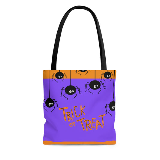 Trick or Treat Halloween Spiders & Spiderweb Tote Bag