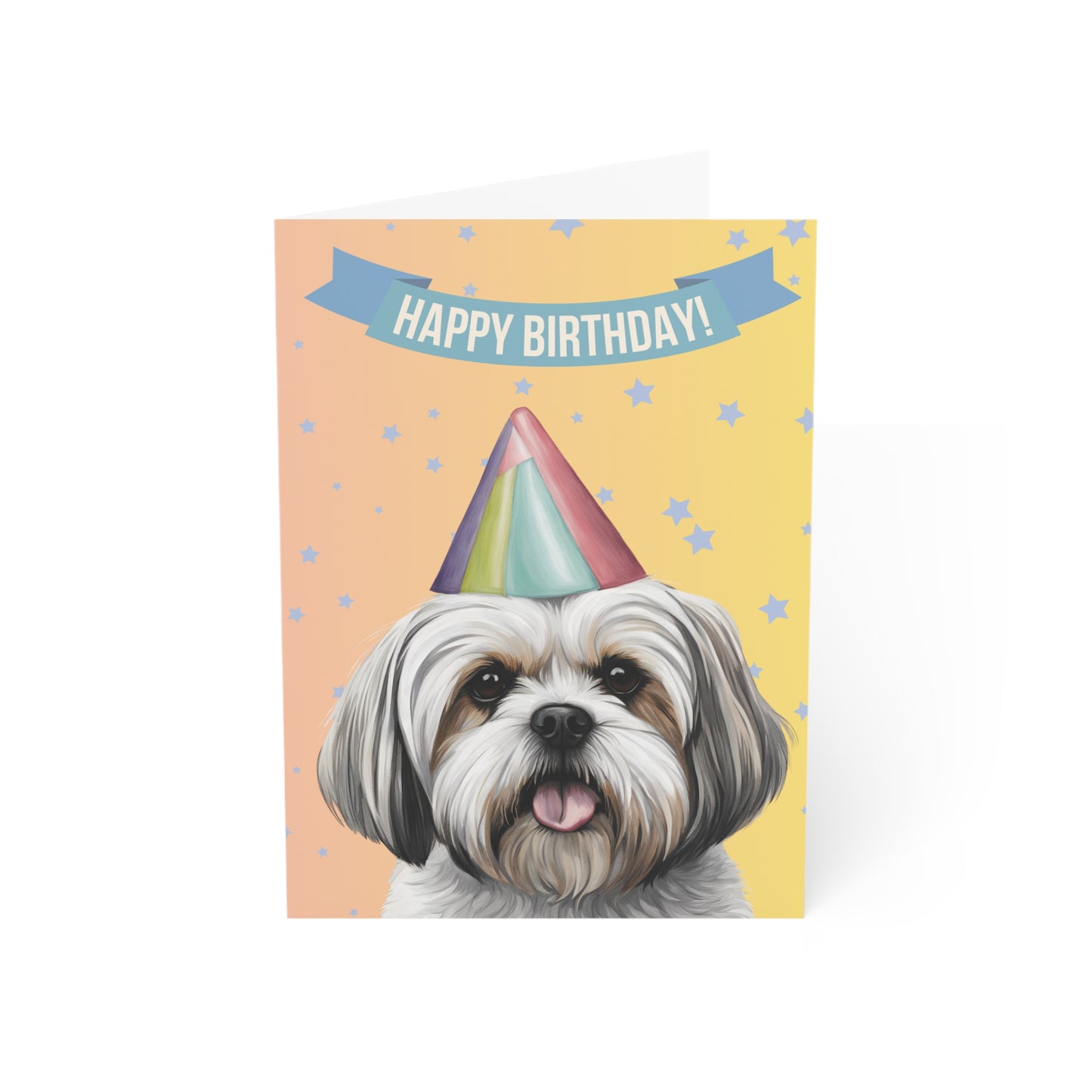 Lhasa Apso Happy Birthday 5 x 7 Greeting Cards (10 Pack)