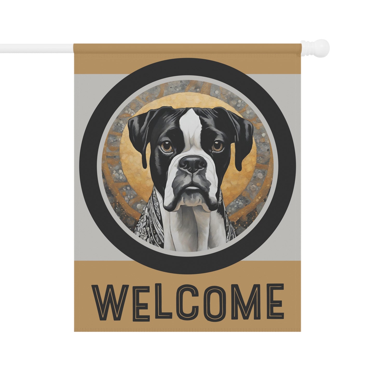 Boxer (Black & White) Welcome 2-Sided Garden & House Flag/Banner