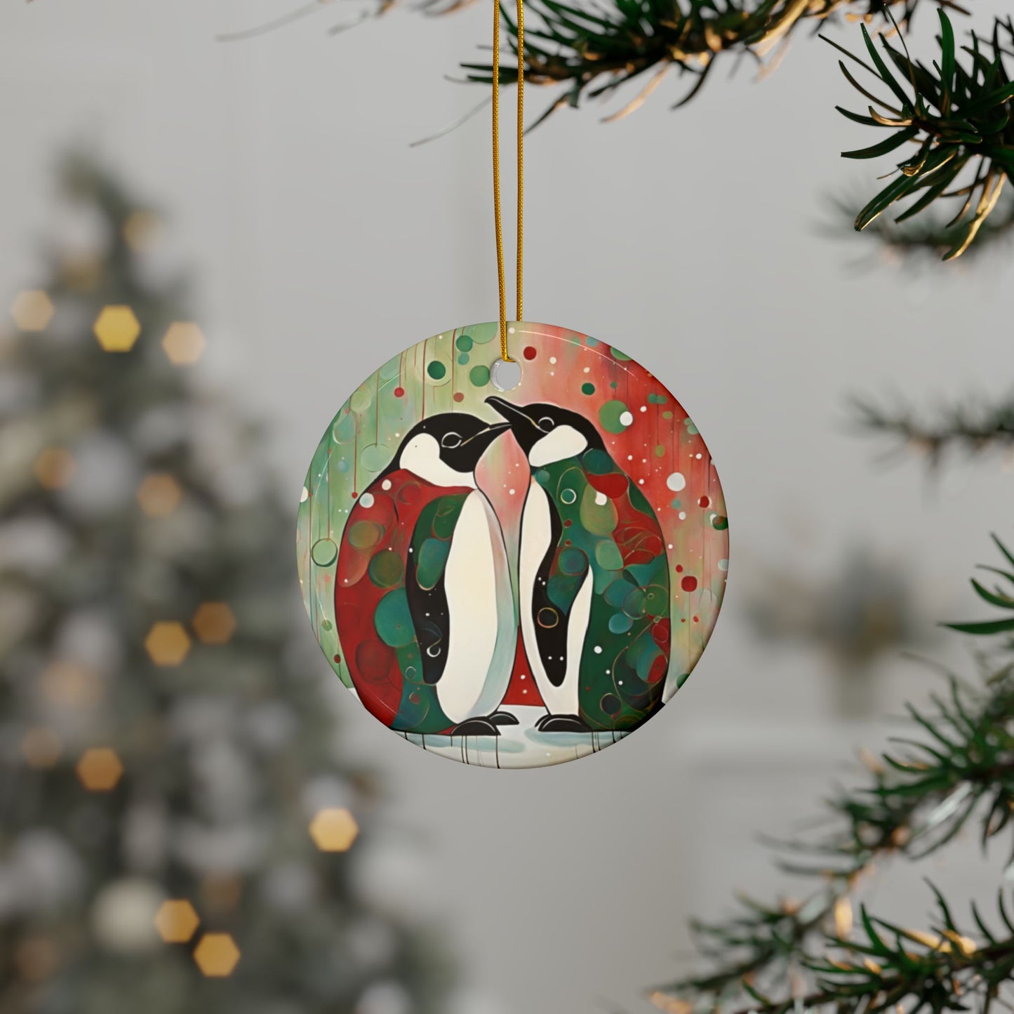 Penguin Dance 3" Ceramic Ornaments, 2-Side Print, (1pc, 10pcs)