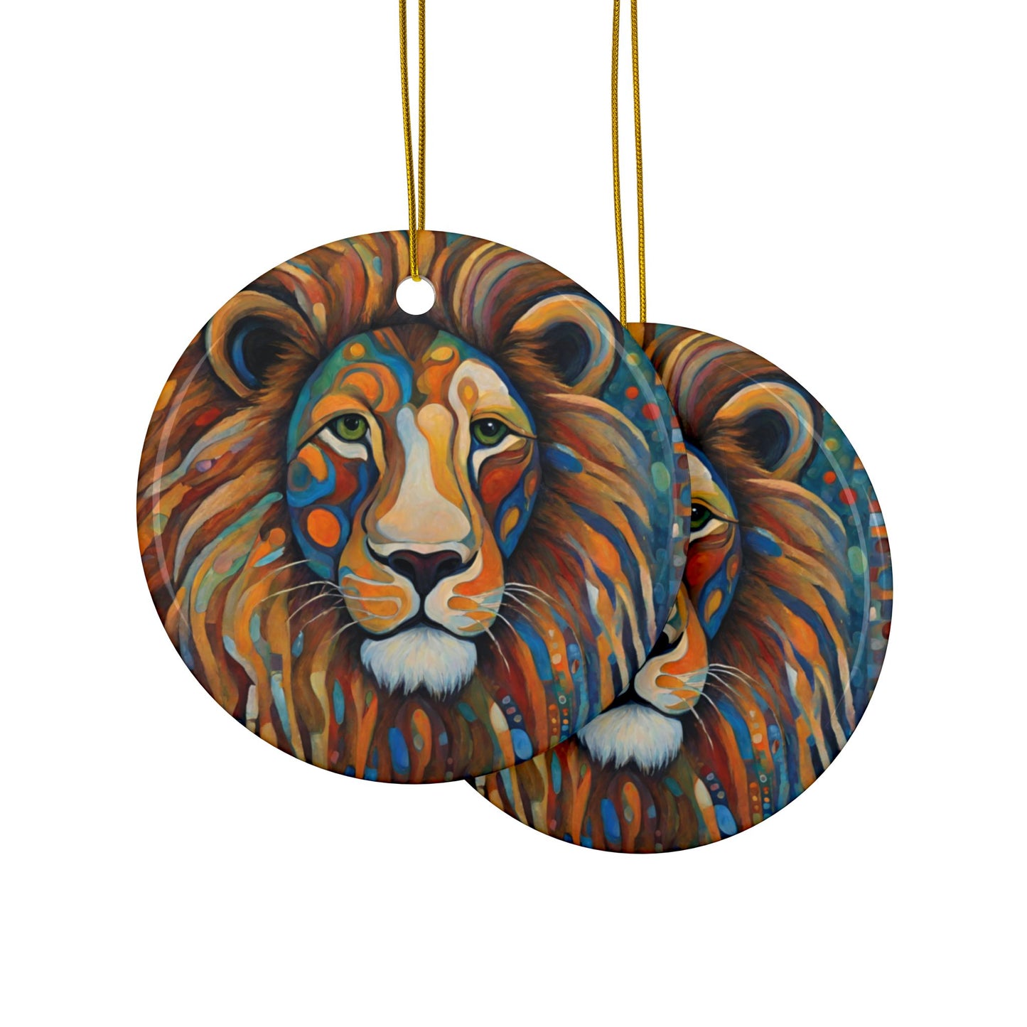 Lion 3" Ceramic Ornaments, 2-Side Print, (1pc, 10pcs)