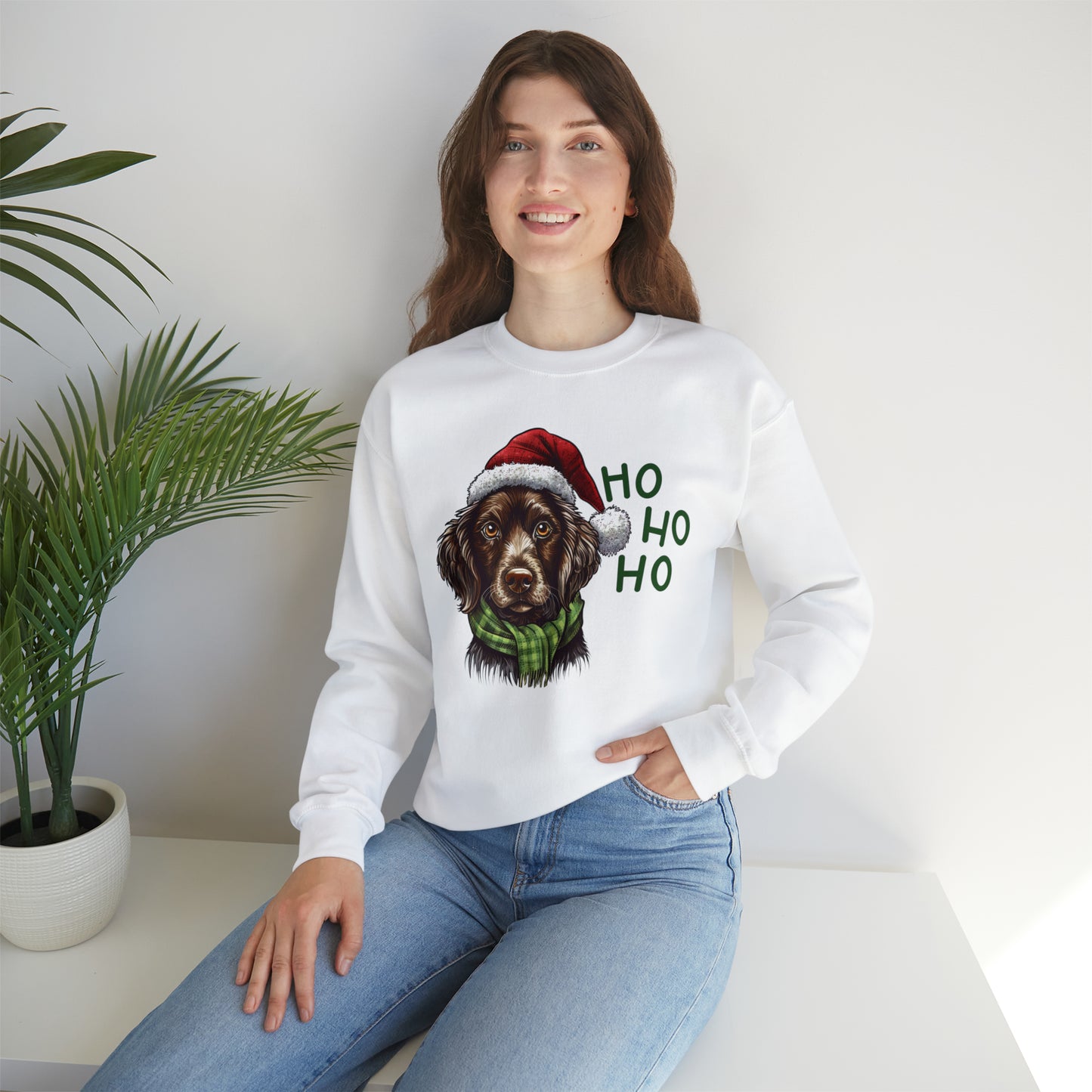 Ho Ho Ho Ready For Christmas Cute Dog Unisex Heavy Blend™ Crewneck Sweatshirt