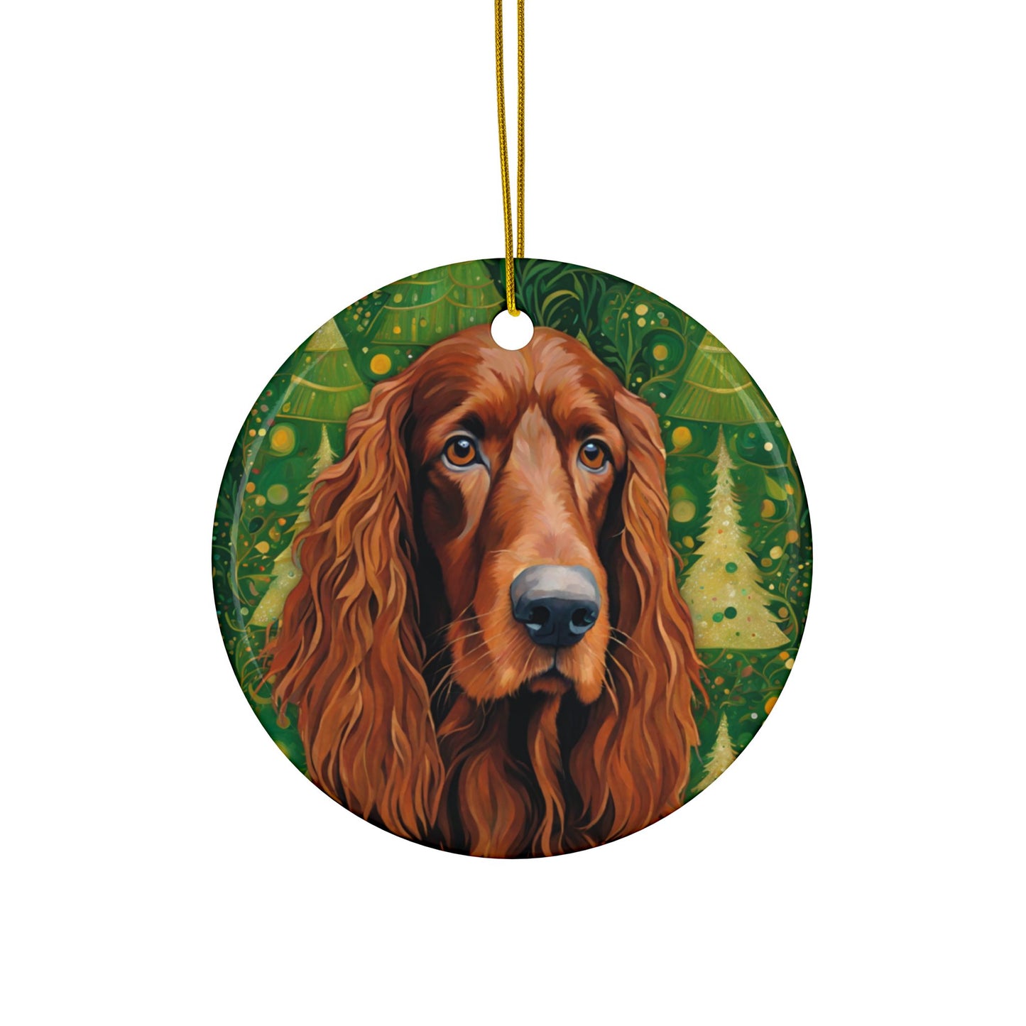 Irish Setter Christmas 3" Ceramic Ornaments, 2-Side Print, (1pc, 10pcs)