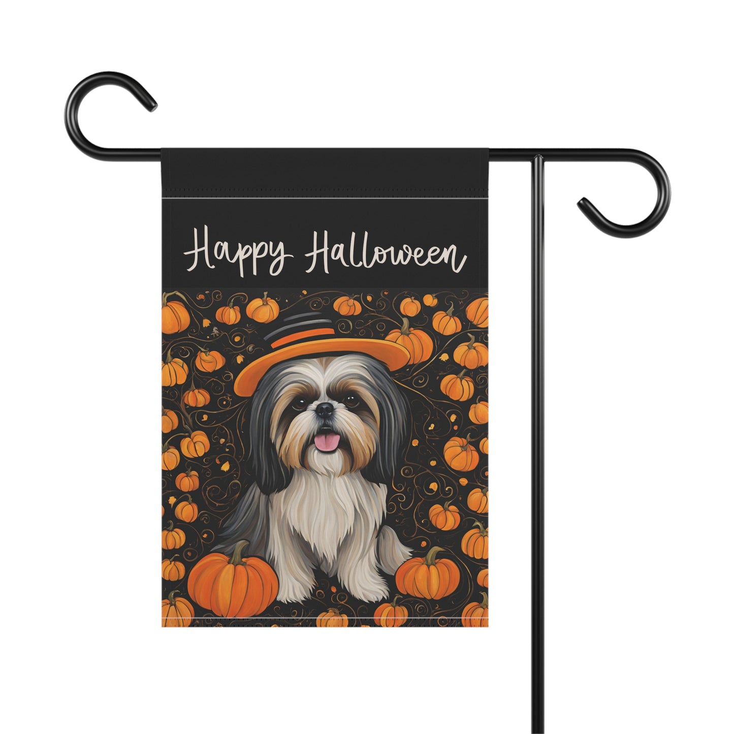 Shih Tzu Happy Halloween 2-Sided Garden & House Flag/Banner