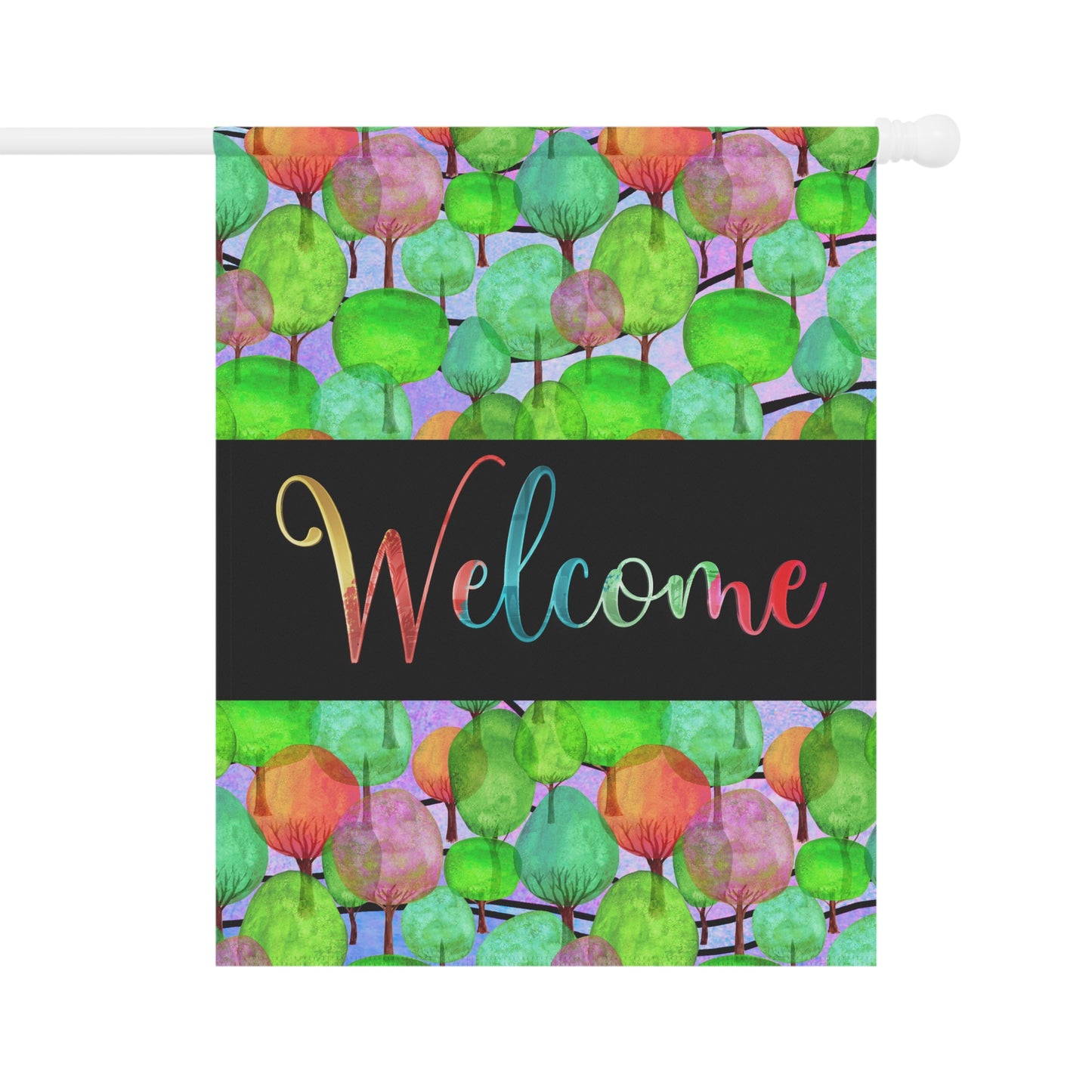 Lollipop Trees Forest Welcome 2-Sided Garden & House Flag/Banner