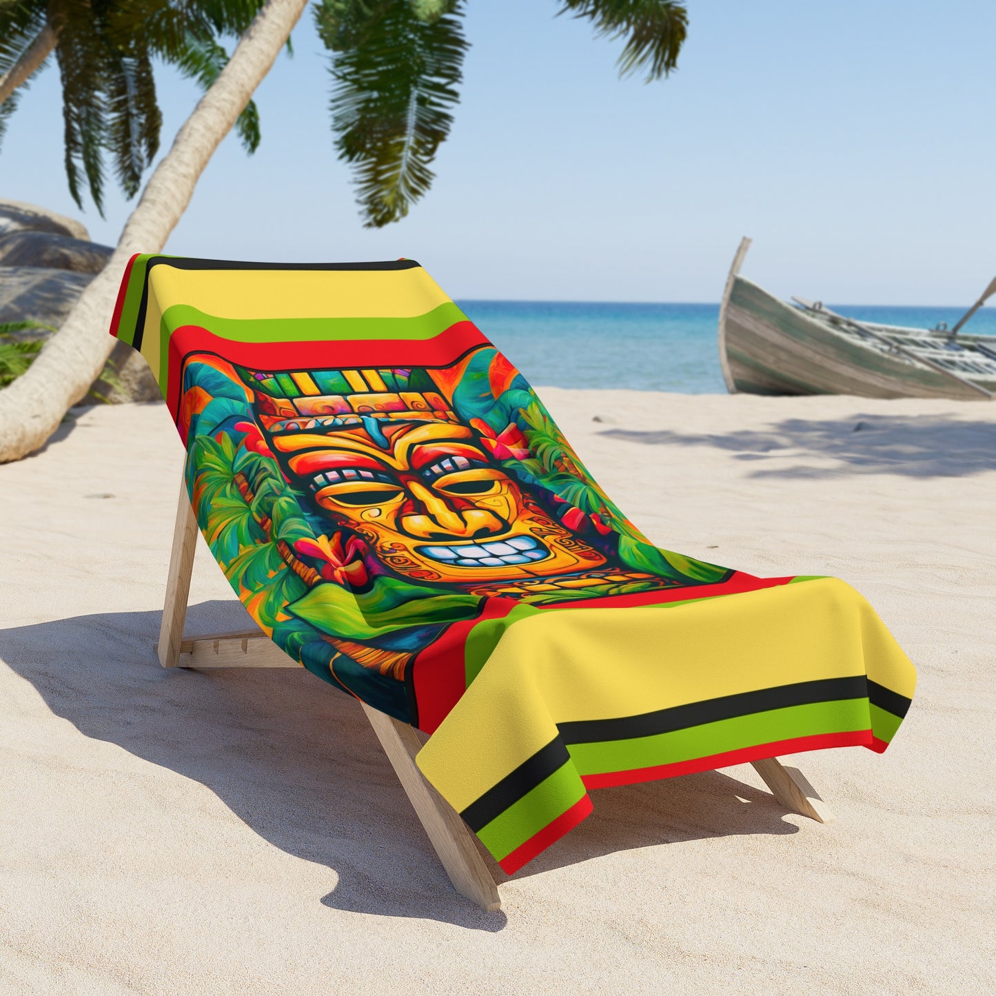 Tiki Tom Beach Towel