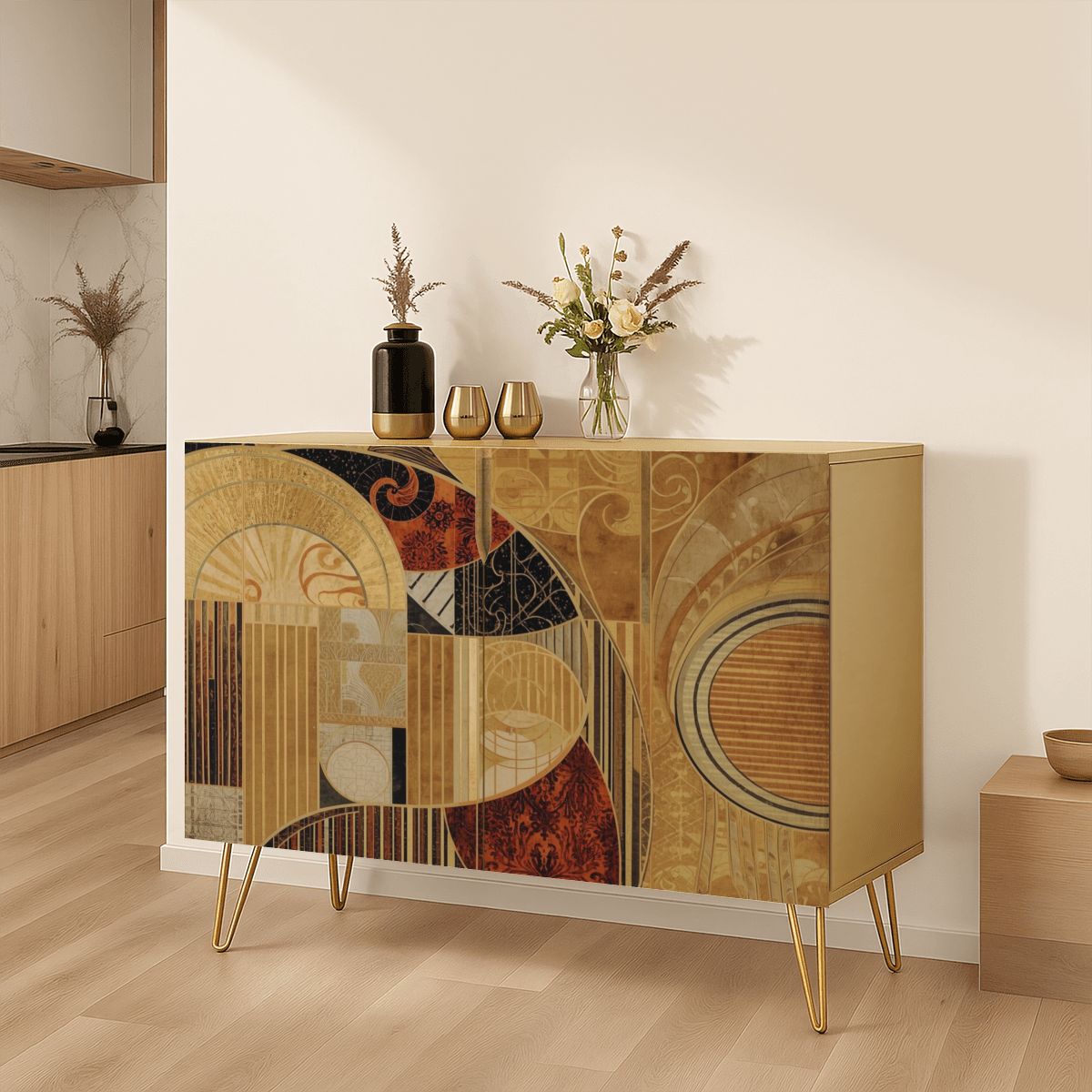 Modern Abstract Wooden Storage Cabinet (Made in USA)