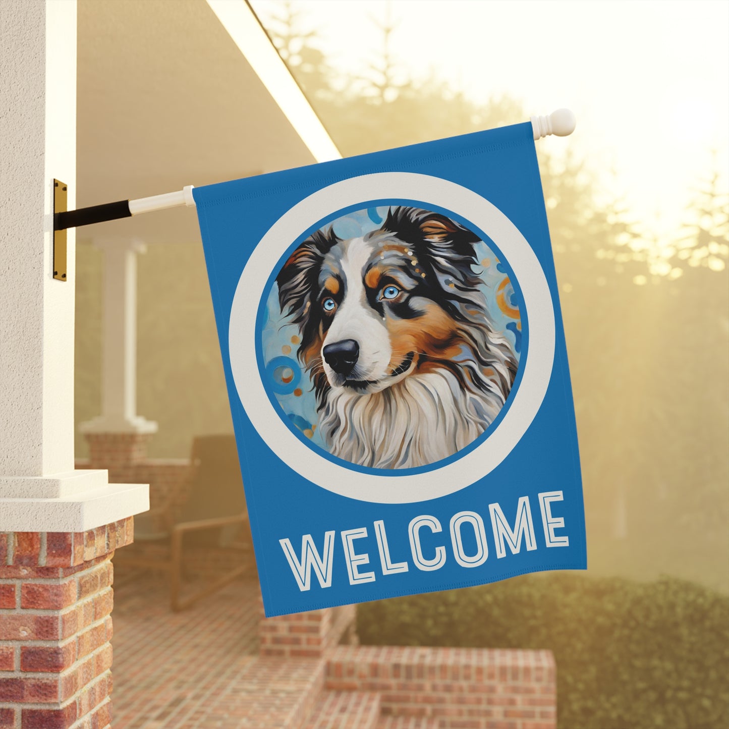 Australian Shepherd Welcome 2-Sided Garden & House Flag/Banner