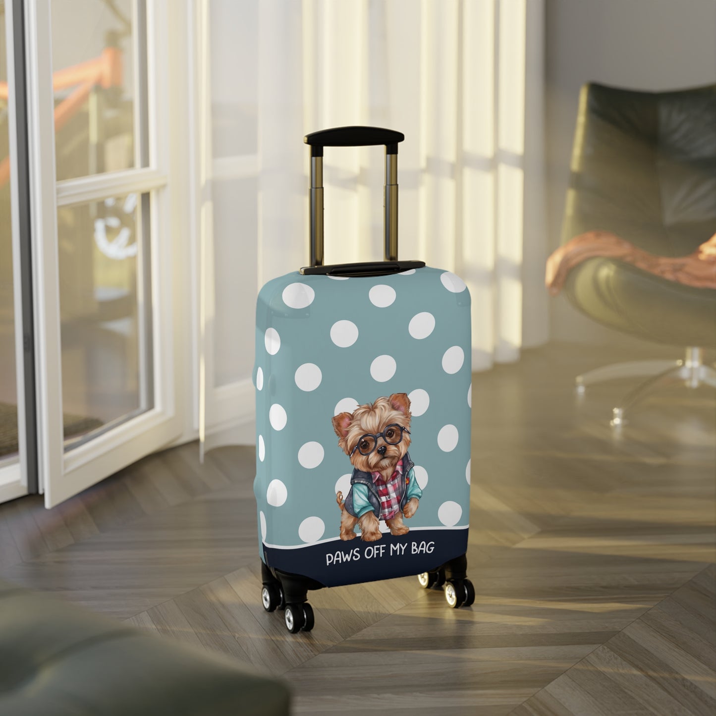 Yorkie In Jacket & Glasses Paws Of My Bag Luggage Cover