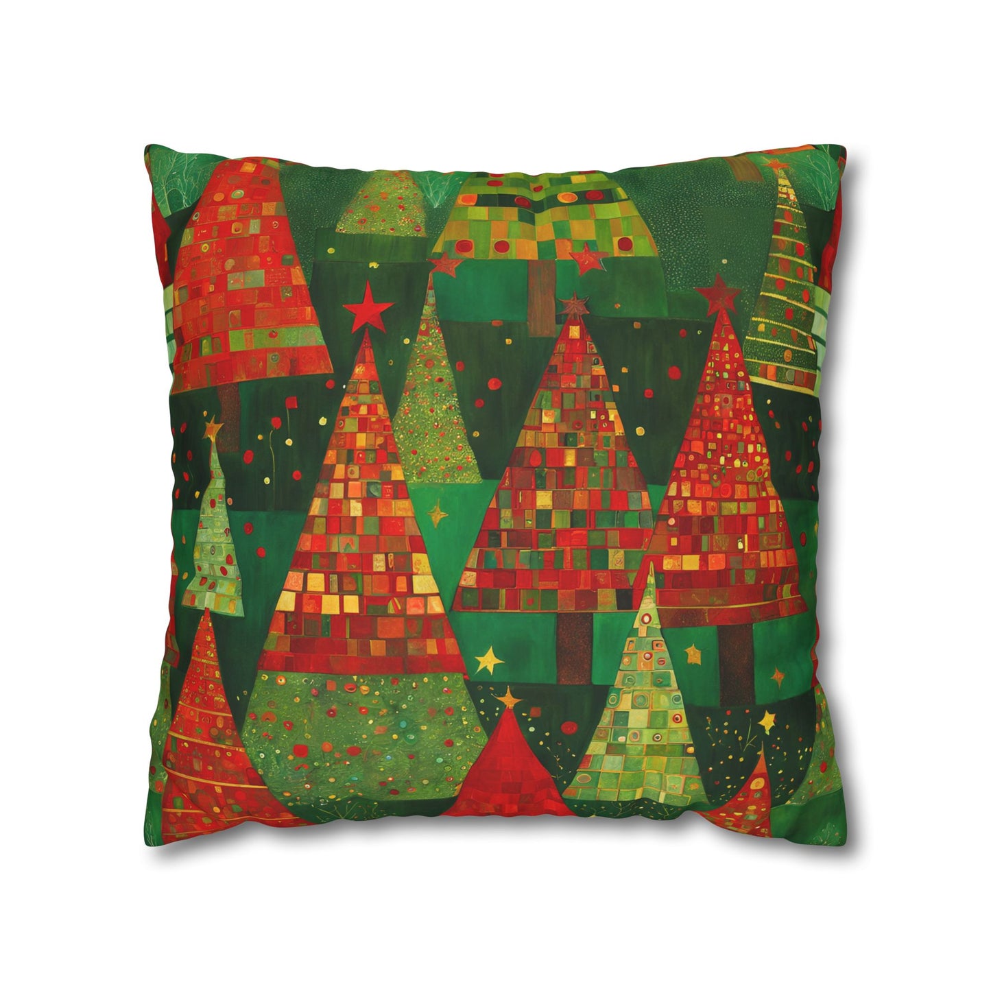 Christmas Tree Forest Square Poly Canvas Pillowcase