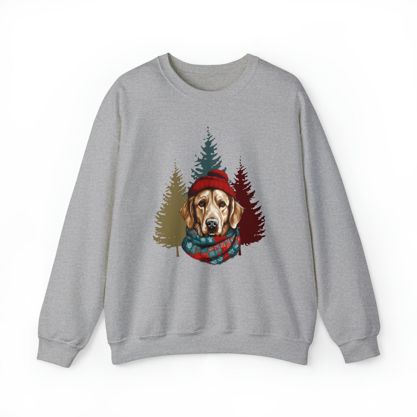 Golden Retriever in Hat & Scarf Unisex Heavy Blend™ Crewneck Sweatshirt