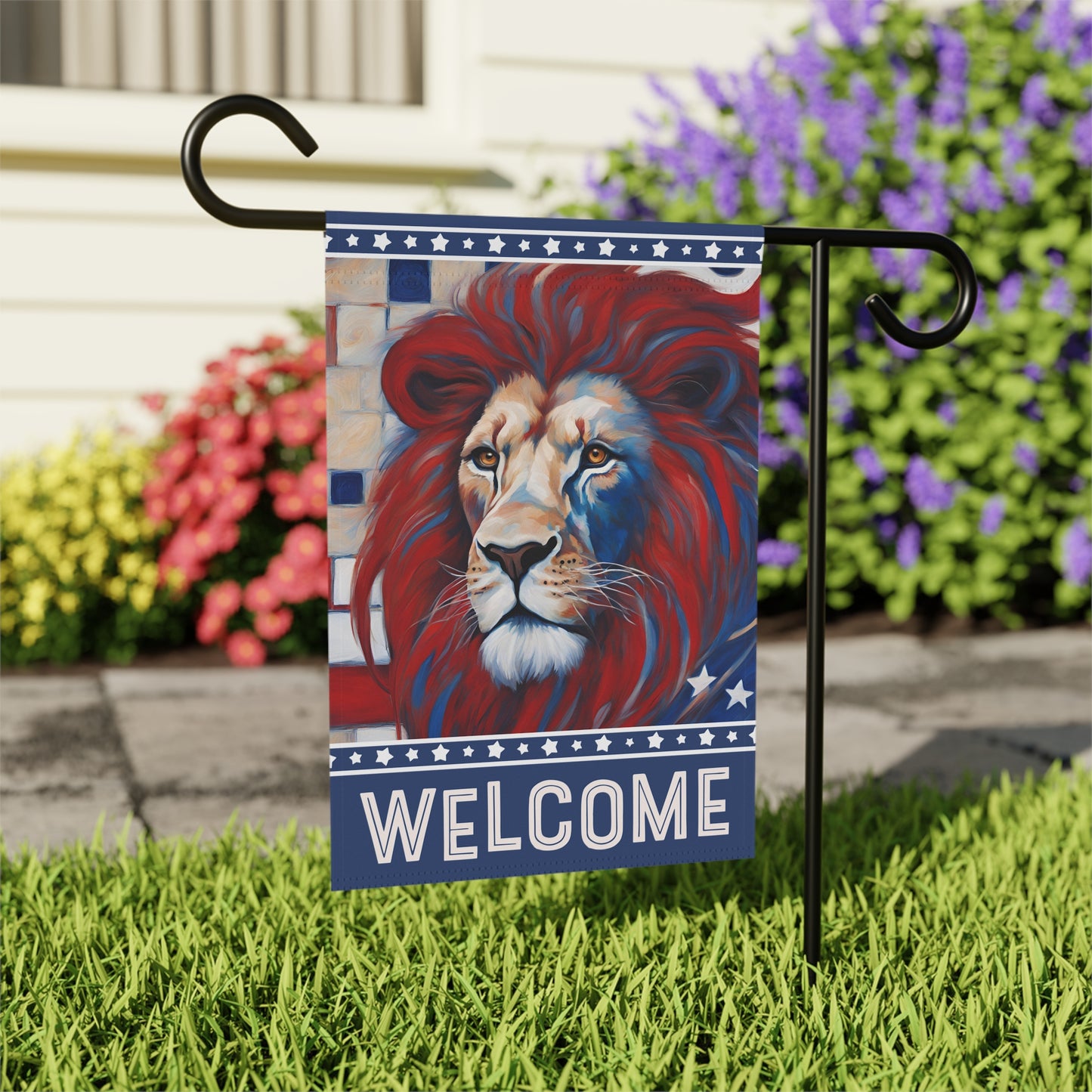 All American Lion Welcome 2-Sided Garden & House Flag/Banner