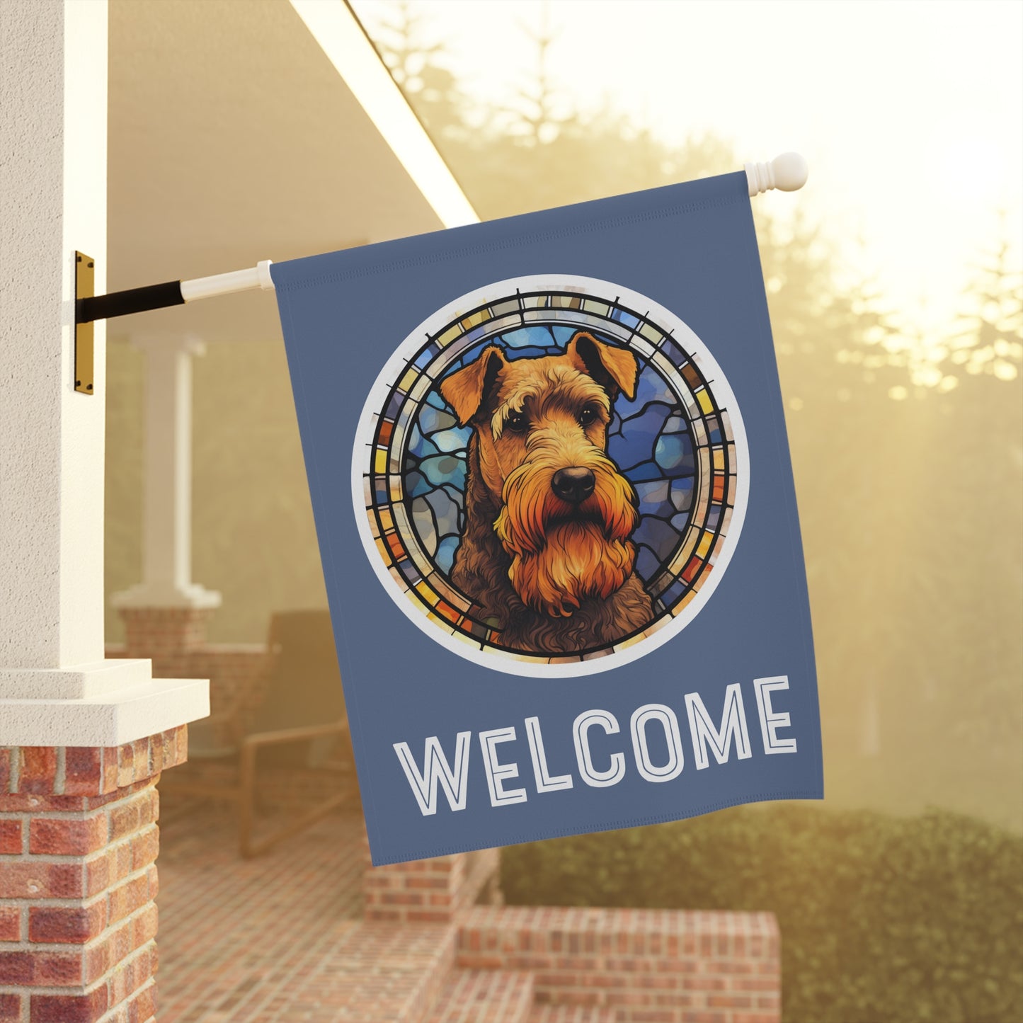 Welsh Terrier Welcome 2-Sided Garden & House Flag/Banner