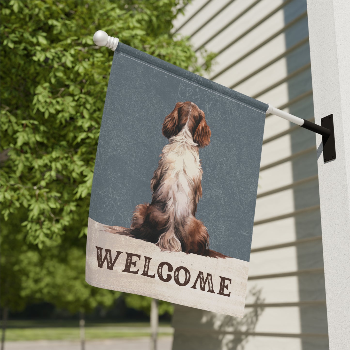 English Springer Spaniel Welcome 2-Sided Garden & House Flag/Banner