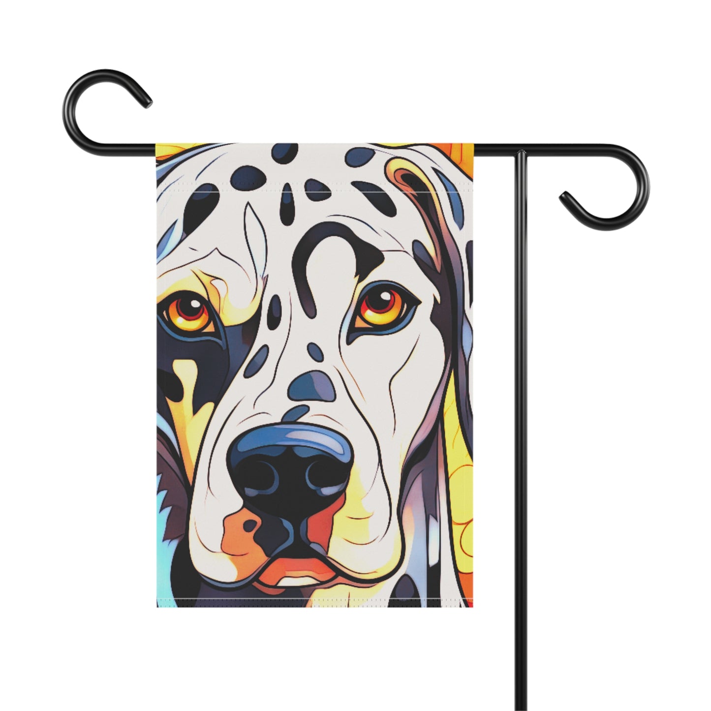 Dalmatian Face Stained Glass Look 2-Sided Garden & House Flag/Banner