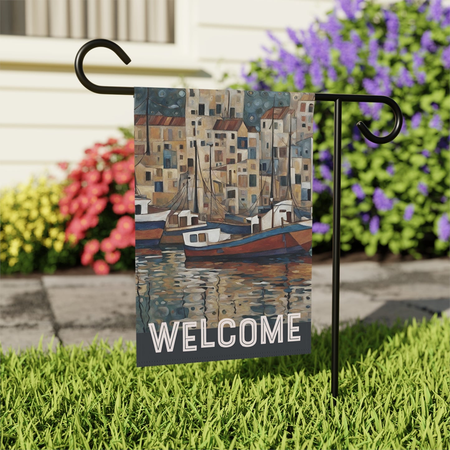 Boat Town Welcome 2-Sided Garden & House Flag/Banner