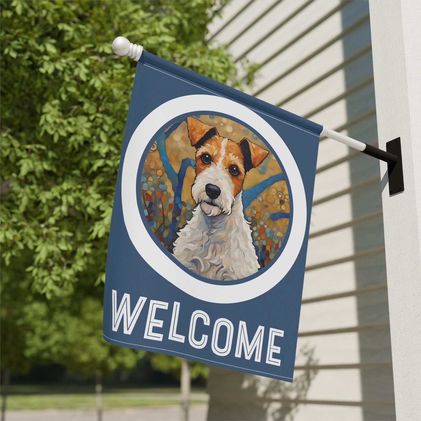 Fox Terrier Welcome 2-Sided Garden & House Flag/Banner