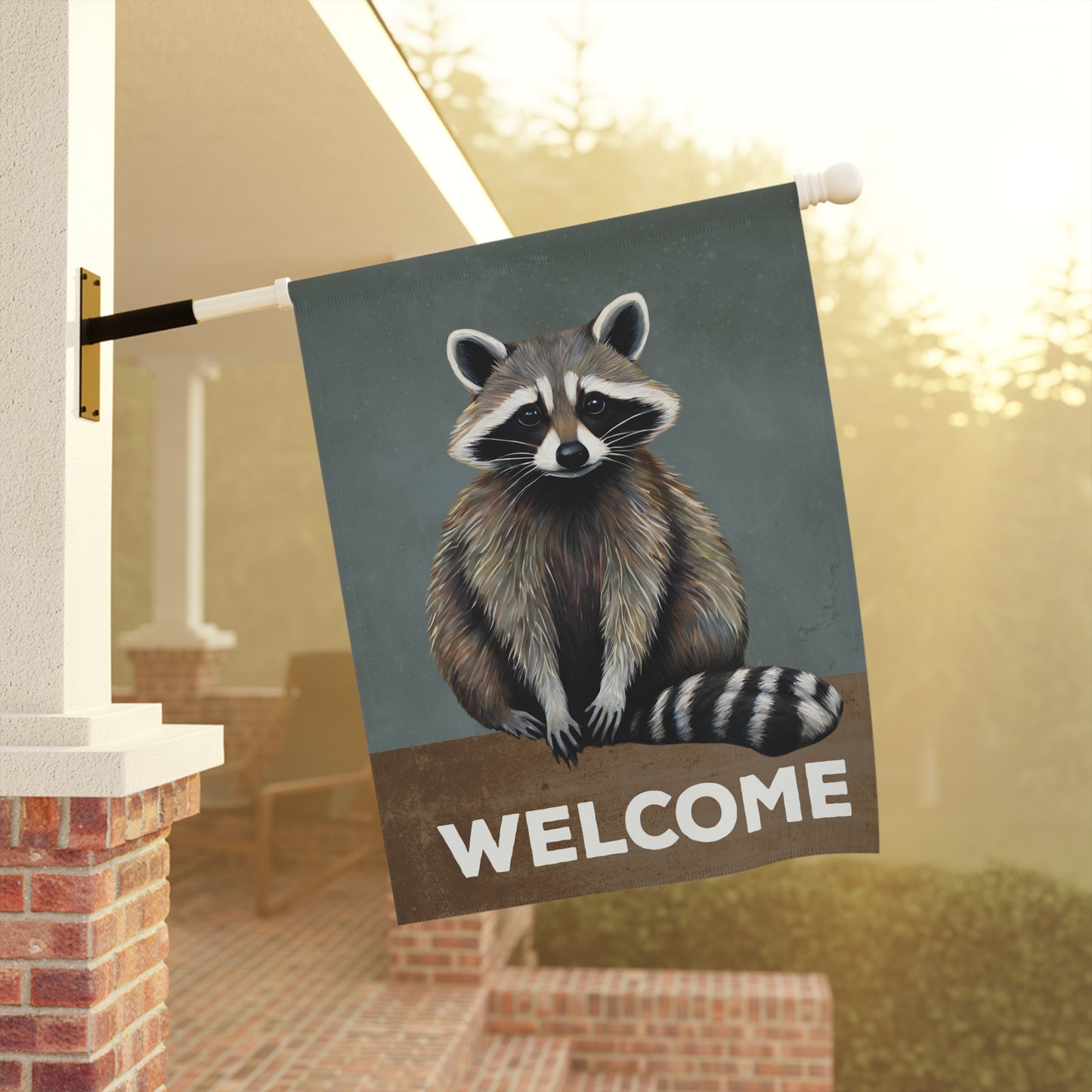 Raccoon Welcome 2-Sided Garden & House Flag/Banner