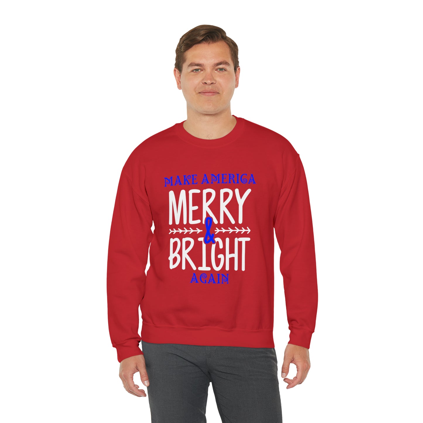 Bold Make America Merry & Bright Again Red Unisex Heavy Blend™ Crewneck Sweatshirt