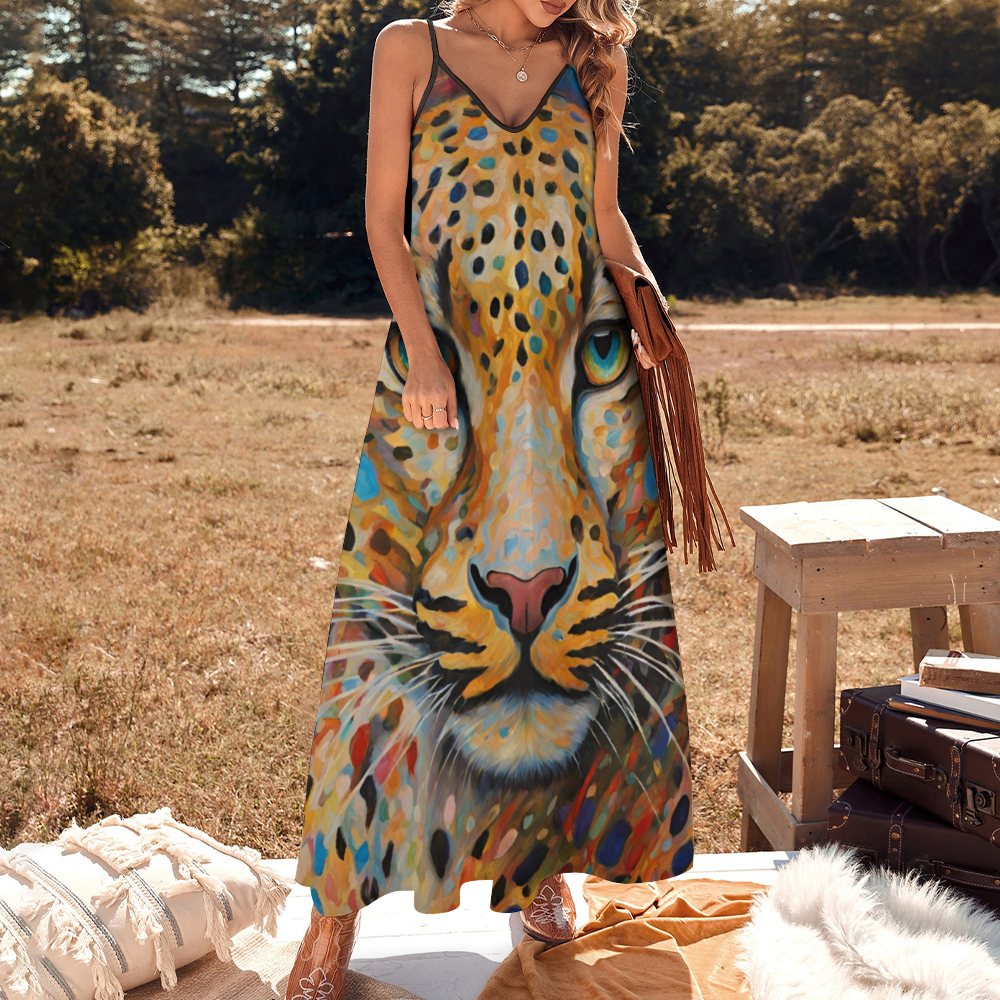 Leopard Women's Summer Fashion Maxi Slip Dress
