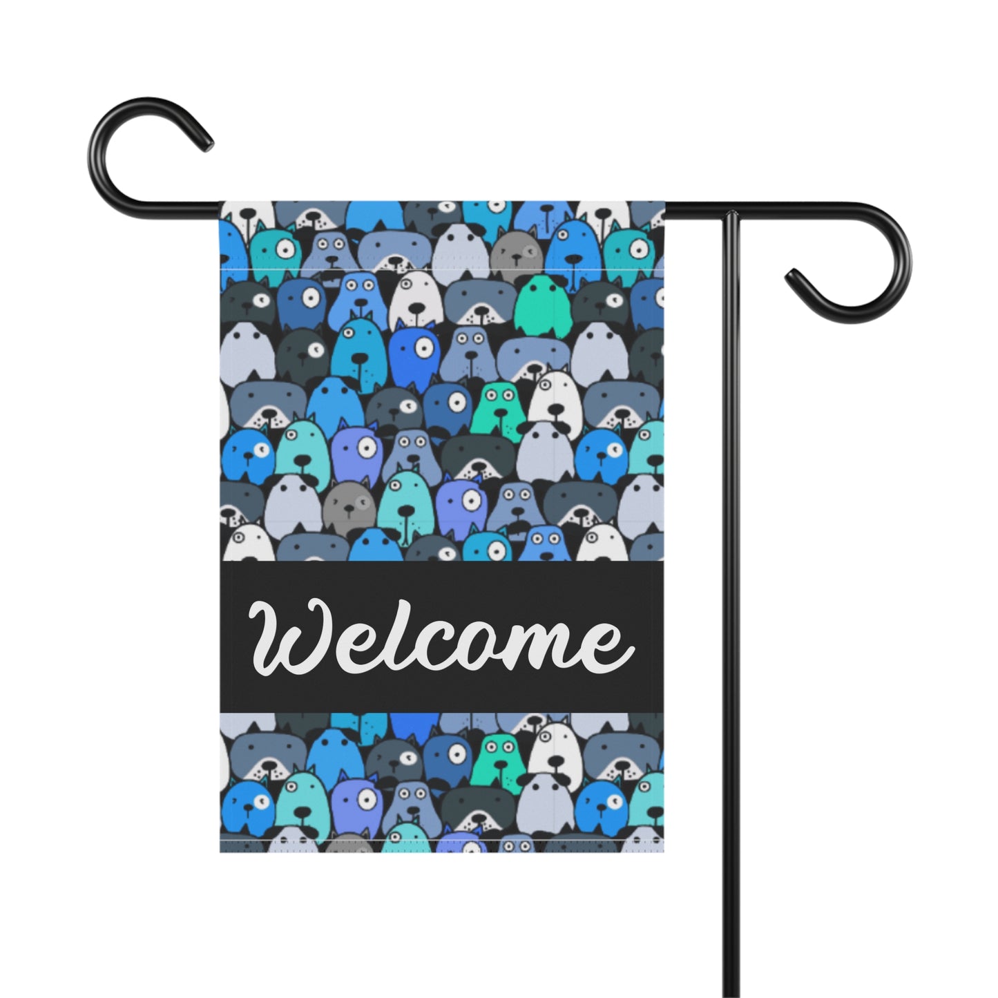 Blue Pups Welcome 2-Sided Garden & House Flag/Banner