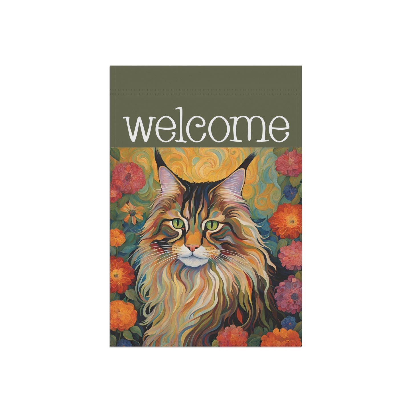 Maine Coon Cat Welcome 2-Sided Garden & House Flag/Banner